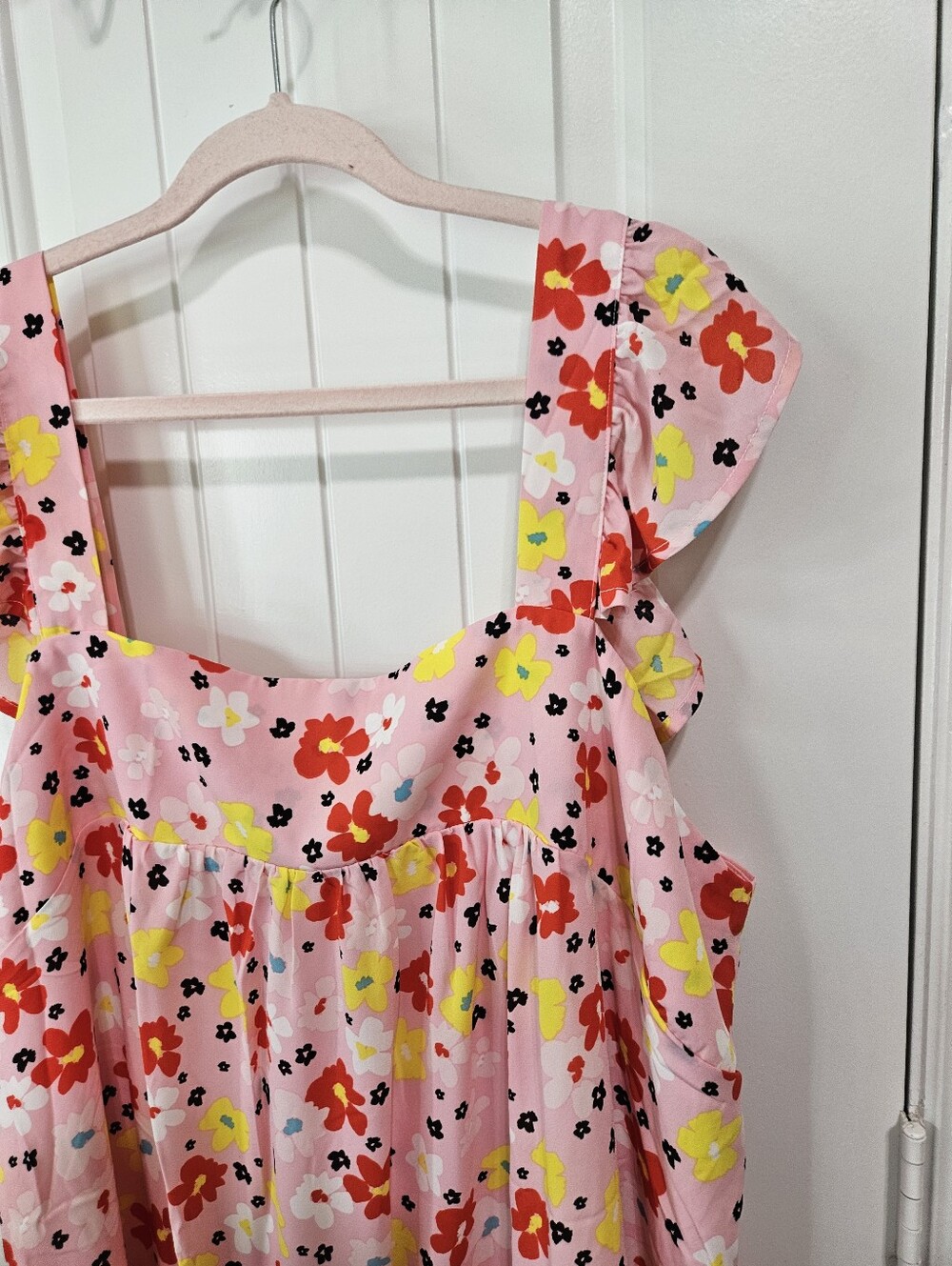Pink Floral Ruffle Shoulder Sundress - Picture 12 of 14
